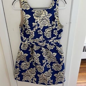 Blue and metallic gold dress